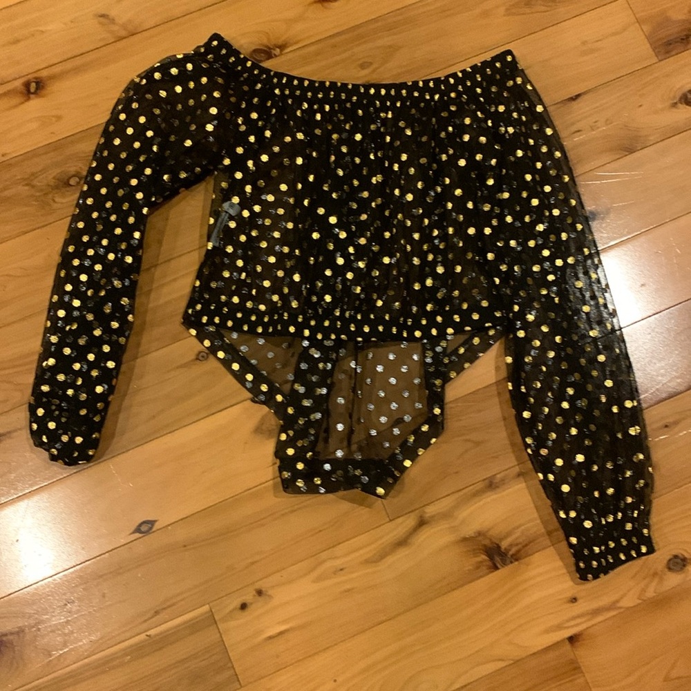 Sheer shirt. High in the front low in the back. Crop top. Size S.